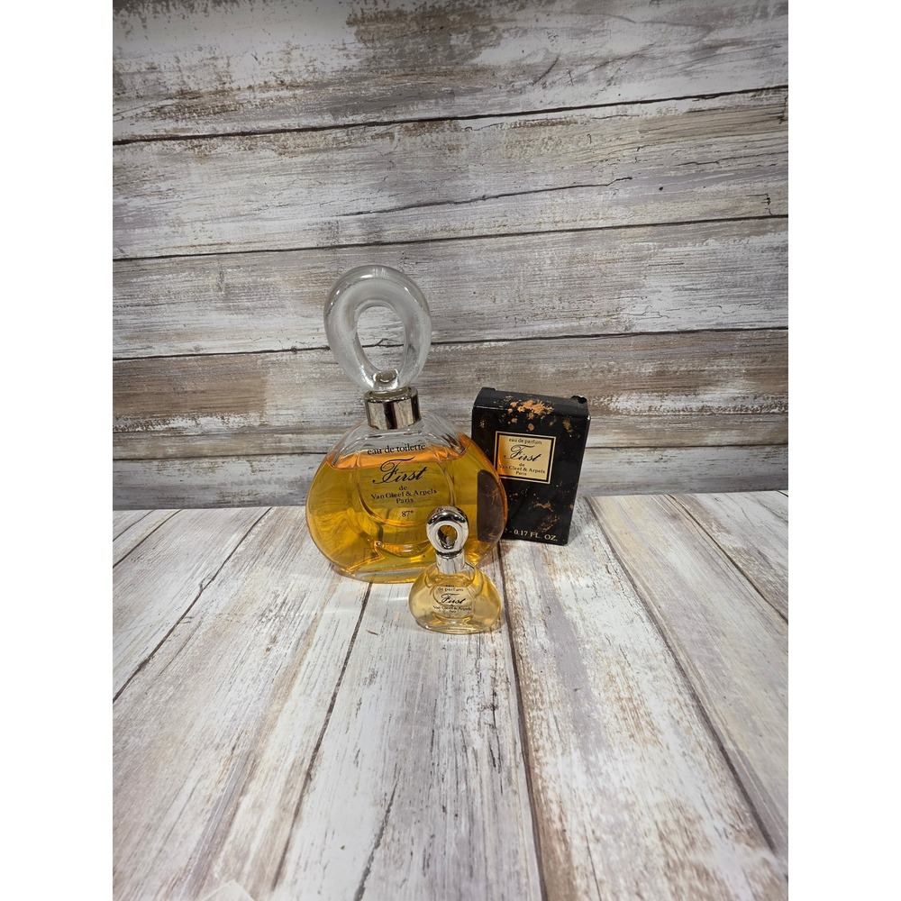 Vintage First de Van Cleef & Arpels Set 120ml EDT Splash 87° & 5ml Mini Lot READ